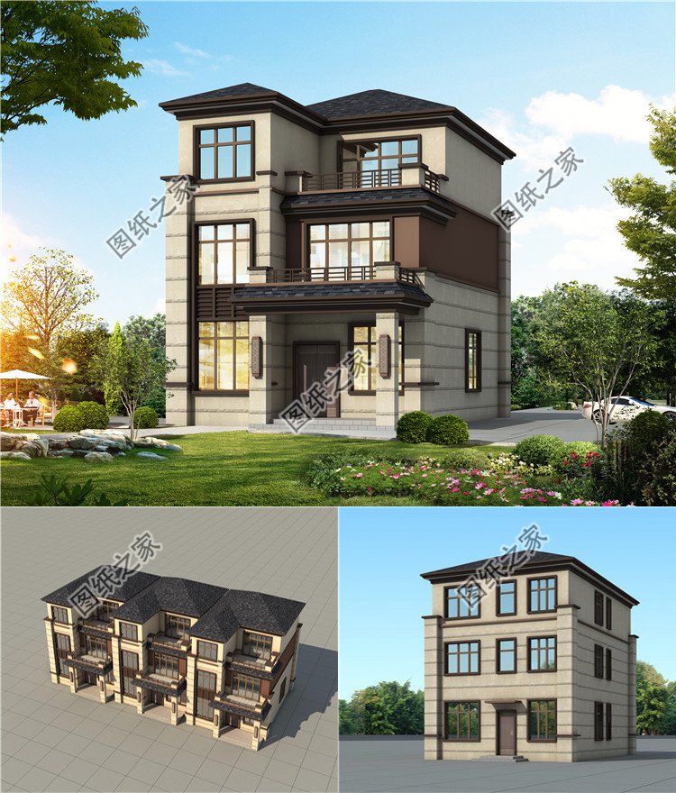 三層小型新中式自建房設(shè)計圖