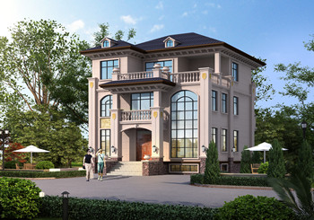 帶地下室設計三層自建房別墅設計圖，復式挑空客廳