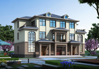 自建房共堂屋雙拼別墅設計圖方案，三層挑空復式戶型