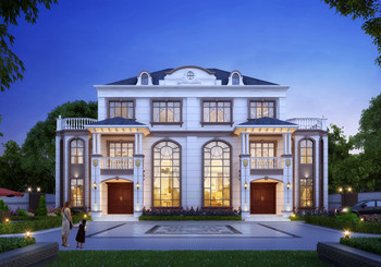 帶地下室的農(nóng)村三層雙拼別墅設計圖，復式戶型，面寬23米