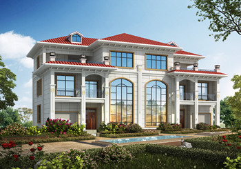 農(nóng)村二層半兄弟共建房別墅設計圖，復式戶型帶車庫，面寬24米