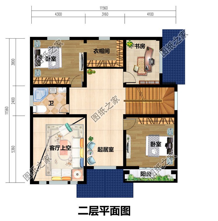新農(nóng)村歐式時尚二層別墅設(shè)計圖紙，120平方米自建房