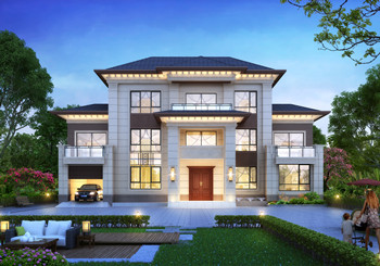 面寬22米的高端三層自建房別墅設(shè)計圖，功能齊全