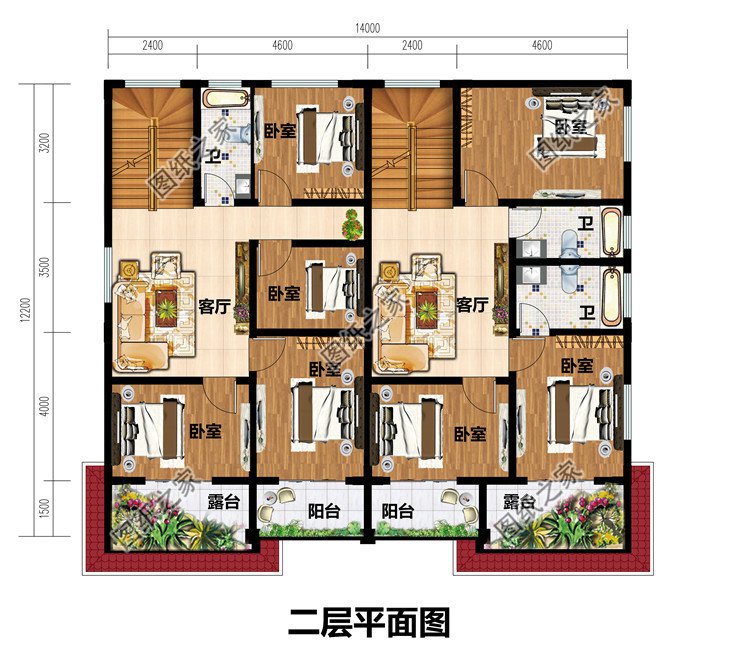 農(nóng)村三層兄弟雙拼別墅設(shè)計圖