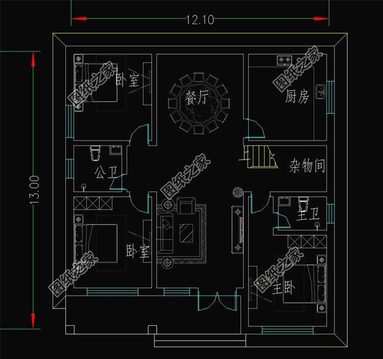 五套鄉(xiāng)下建房一層戶型圖，蓋好驚艷全村