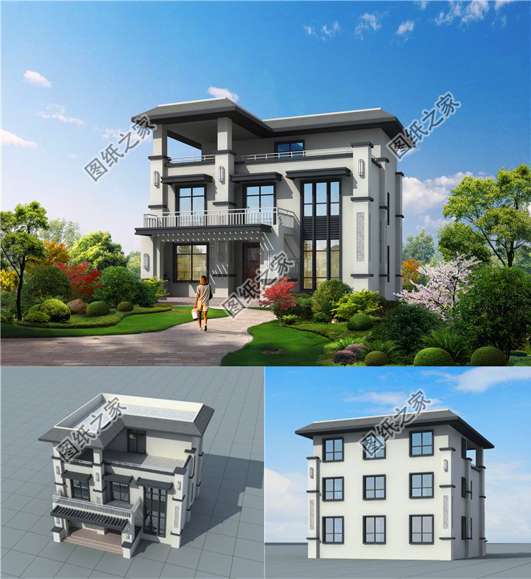 農村新式三層樓圖片，造價最低25萬，做村里最靚的房