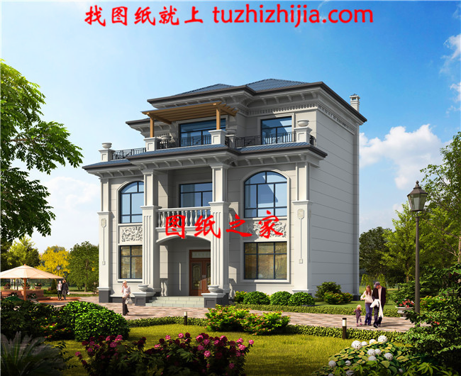 農村新式三層樓圖片，造價最低25萬，做村里最靚的房