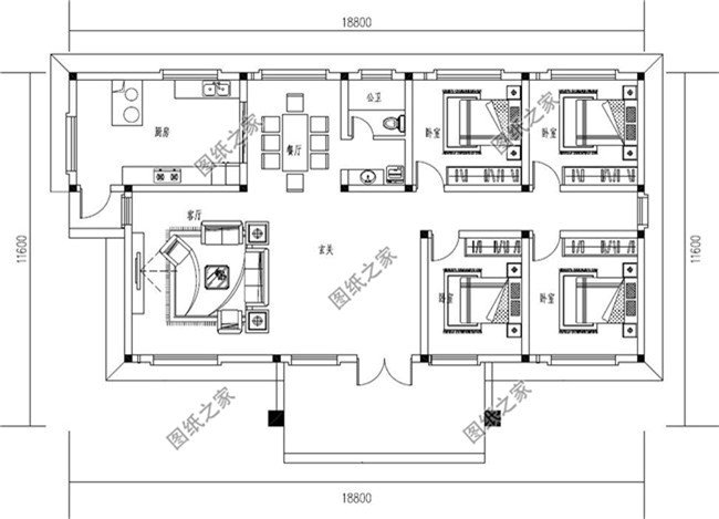 一層簡約自建房設(shè)計圖紙，造價不高，父母養(yǎng)老正合適