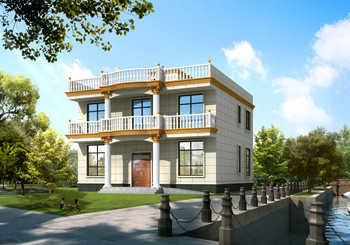 普通簡單的平屋頂二層房子設(shè)計，造價低施工簡單