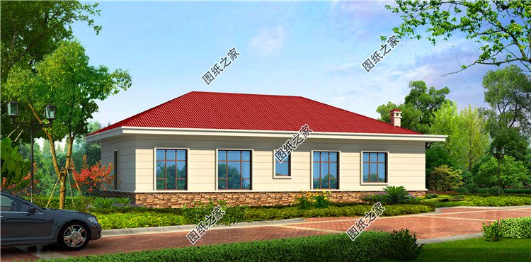 農(nóng)村一層自建房效果圖，另附4室一廳詳細(xì)圖，建房一定要看