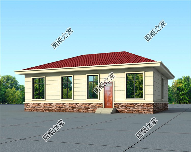 農(nóng)村一層自建房效果圖，另附4室一廳詳細(xì)圖，建房一定要看