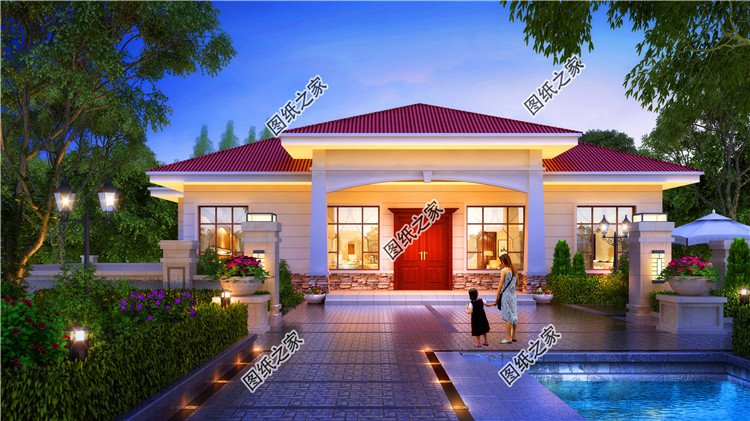 農(nóng)村一層自建房效果圖，另附4室一廳詳細(xì)圖，建房一定要看