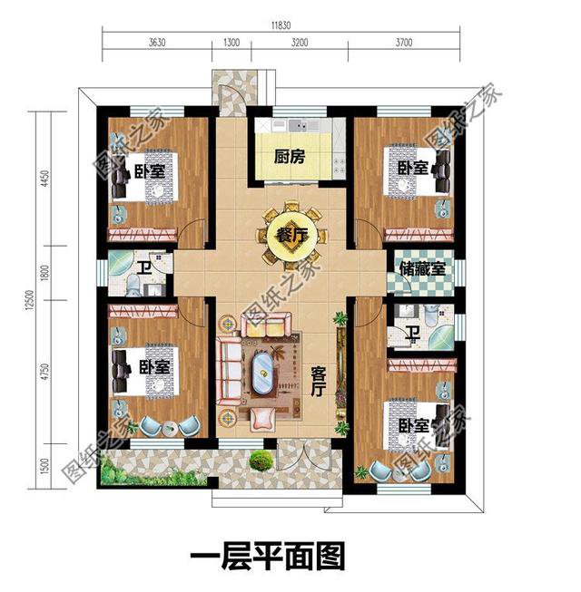 農(nóng)村一層自建房帶小院，帶效果圖和戶型圖，建房前必看