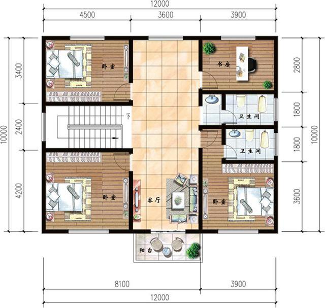 10x12米自建套房圖紙，包括一層到三層，你想要的都有