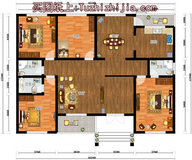 自建房16x12米設(shè)計(jì)圖紙，一層到四層都有，看的我都想建房了