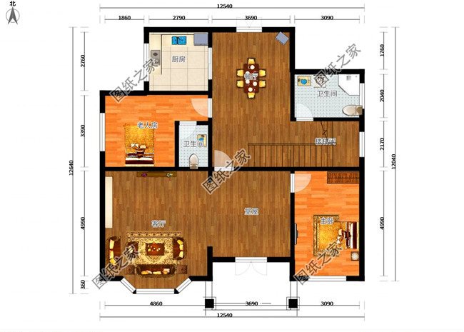 三款12米乘12米建房設(shè)計(jì)圖，戶型方正，每個(gè)村都該有的戶型