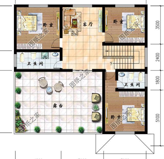 三層農村自建房實景圖平面圖，快來看看三層別墅怎么建！