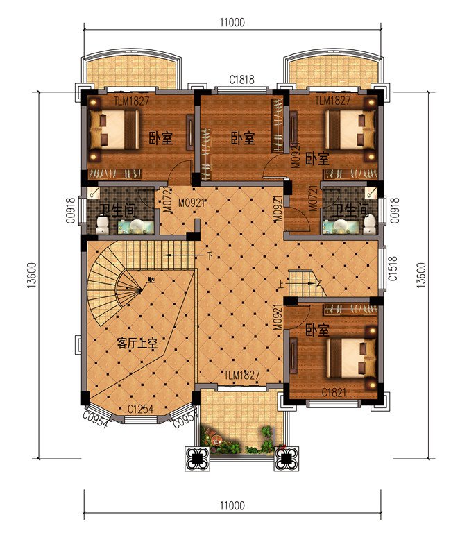 霸氣十足的三層別墅，帶陽(yáng)臺(tái)露臺(tái)，室內(nèi)采光簡(jiǎn)直太好