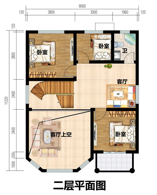 四款農(nóng)村兩間三層樓房新款圖，含平面圖，收藏過年回家建一棟