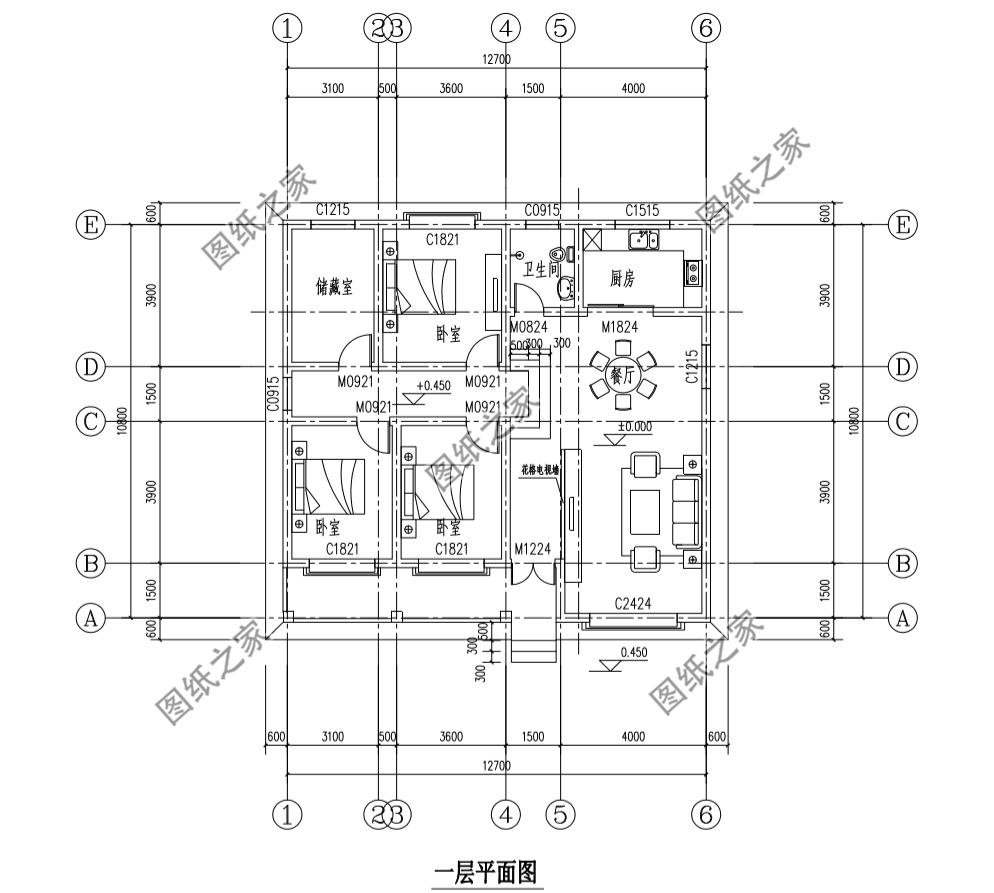 一層平房設(shè)計(jì)圖農(nóng)村自建房戶型圖，外觀很有排面，家人很喜歡
