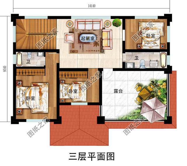 農(nóng)村建房子三層樓圖片，戶型簡單又美觀，適合全家人居住