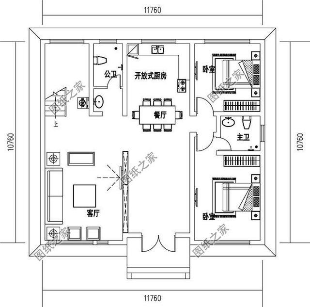 一層和二層平頂自建房設(shè)計圖，通透格局，室內(nèi)敞亮又舒服