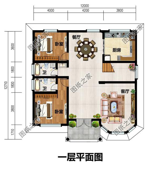 農(nóng)村簡(jiǎn)單大氣二層樓房圖片，設(shè)計(jì)師最新設(shè)計(jì)，簡(jiǎn)約又不失大氣