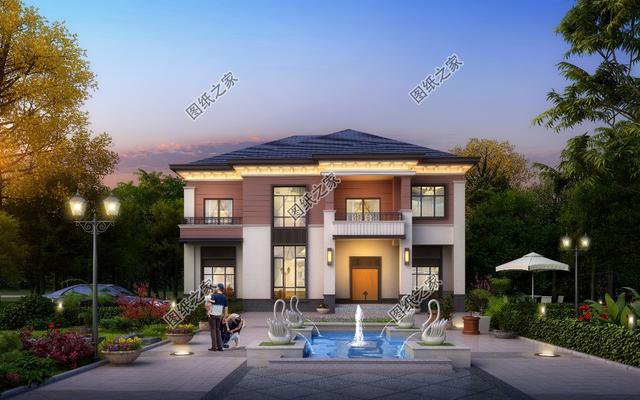 農(nóng)村簡(jiǎn)單大氣二層樓房圖片，設(shè)計(jì)師最新設(shè)計(jì)，簡(jiǎn)約又不失大氣