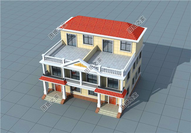 兄弟雙拼四間三層別墅設(shè)計(jì)圖，這樣建感情更親近，4套戶型外觀全都是精品