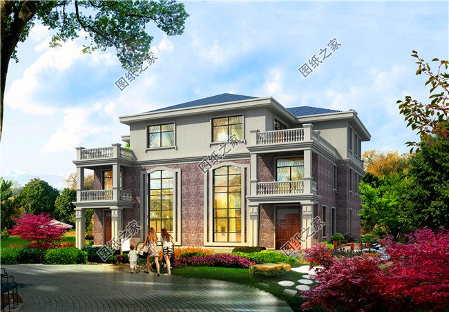 兄弟雙拼四間三層別墅設(shè)計(jì)圖，這樣建感情更親近，4套戶型外觀全都是精品