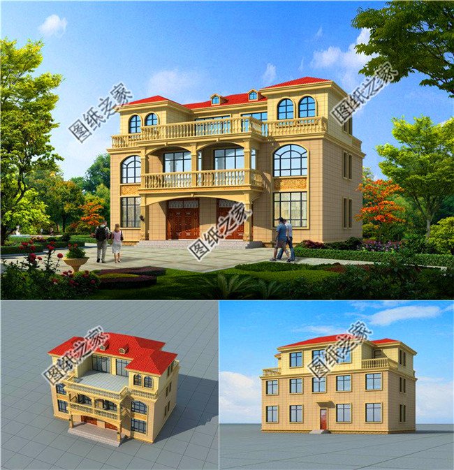 兄弟雙拼四間三層別墅設(shè)計(jì)圖，這樣建感情更親近，4套戶型外觀全都是精品
