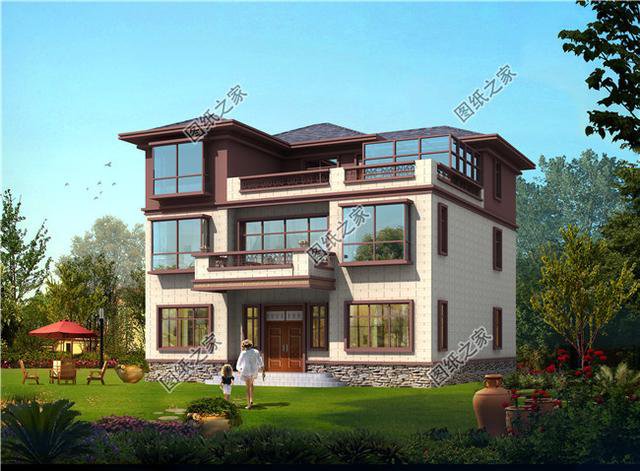 農(nóng)村三層大氣別墅圖片，建這樣的房子，出去肯定有面兒