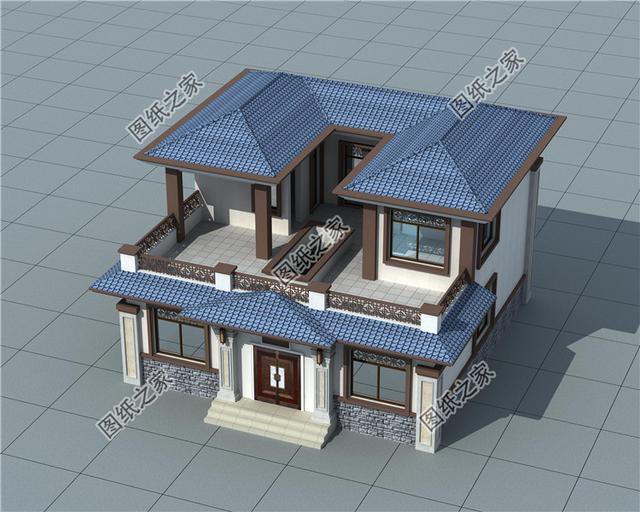 農(nóng)村帶露臺二層別墅圖，外觀簡潔漂亮，住著更舒適