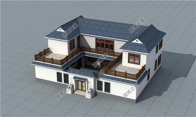 農(nóng)村帶露臺二層別墅圖，外觀簡潔漂亮，住著更舒適