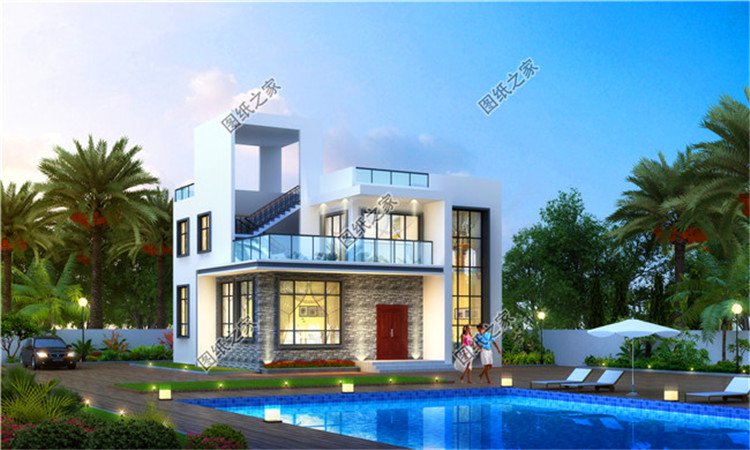 三套二層平頂現(xiàn)代風(fēng)別墅設(shè)計(jì)圖，簡(jiǎn)單又舒適，省錢(qián)不說(shuō)還不愁沒(méi)地方曬糧食