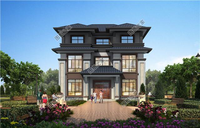 新中式風(fēng)格別墅外觀效果圖，傳統(tǒng)與現(xiàn)代的融合，體會(huì)中式建筑的美