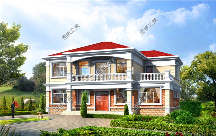 二層豪華別墅，農(nóng)村200平米自建房圖，宅基地大的不這樣建就可惜了