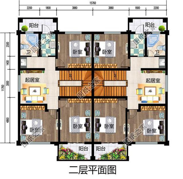 經典農村兄弟雙拼二層別墅設計圖，漂亮大方，快叫上自家兄弟一起蓋吧！