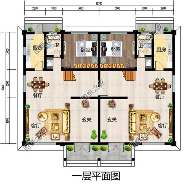 經典農村兄弟雙拼二層別墅設計圖，漂亮大方，快叫上自家兄弟一起蓋吧！