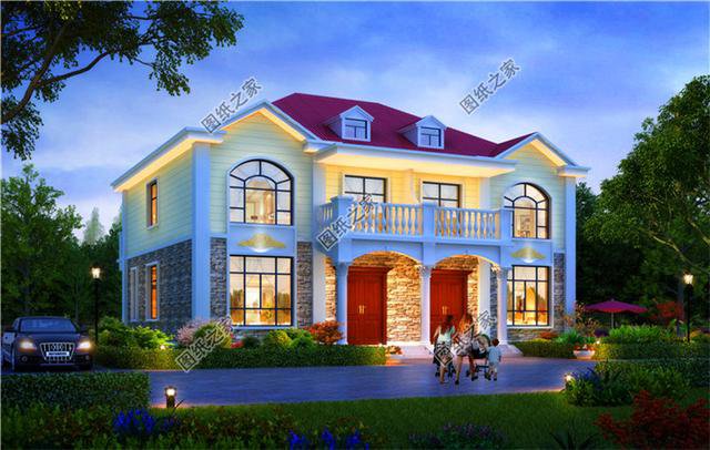 經典農村兄弟雙拼二層別墅設計圖，漂亮大方，快叫上自家兄弟一起蓋吧！