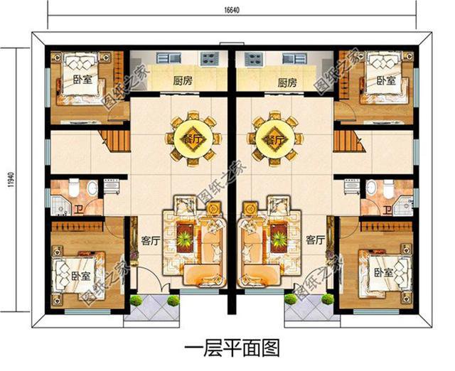 經典農村兄弟雙拼二層別墅設計圖，漂亮大方，快叫上自家兄弟一起蓋吧！