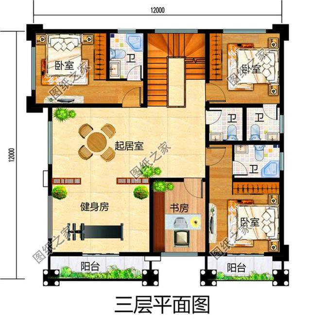 看到這三款三間三層半別墅式樣圖，家里人見了都心動，而我是激動！