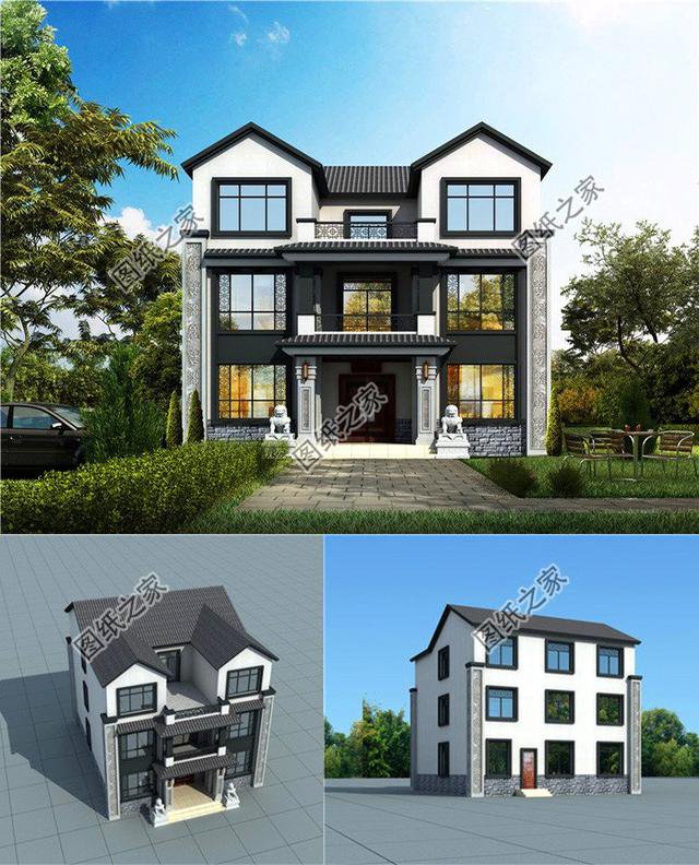 看這三款農(nóng)村新中式三層樓房圖片，極具中國(guó)風(fēng)，農(nóng)村土豪的專屬別墅