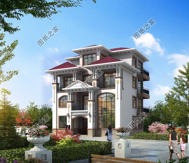 農(nóng)村自建四層漂亮樓房圖，外觀氣派，選一套回家建造吧！