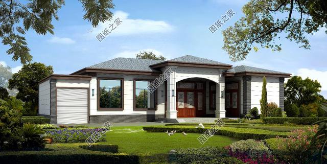 平房帶車庫(kù)效果圖，一層自建房也能這樣洋氣