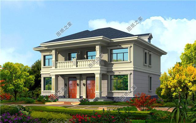 農(nóng)村兄弟雙拼二層別墅圖片，兄弟一起建房，這樣設(shè)計絕了