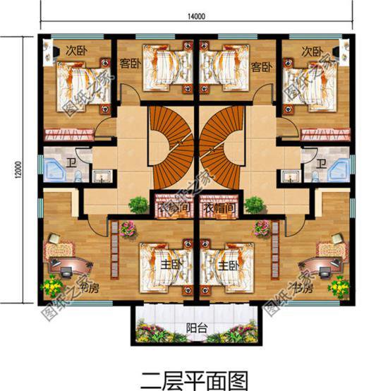 農(nóng)村兄弟雙拼二層別墅圖片，兄弟一起建房，這樣設(shè)計絕了