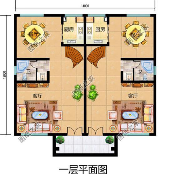 農(nóng)村兄弟雙拼二層別墅圖片，兄弟一起建房，這樣設(shè)計絕了