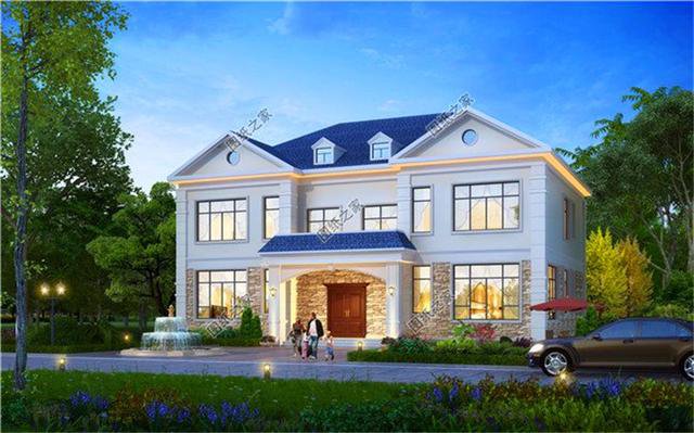 農(nóng)村兄弟雙拼二層別墅圖片，兄弟一起建房，這樣設(shè)計絕了