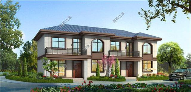 農(nóng)村兄弟雙拼二層別墅圖片，兄弟一起建房，這樣設(shè)計絕了